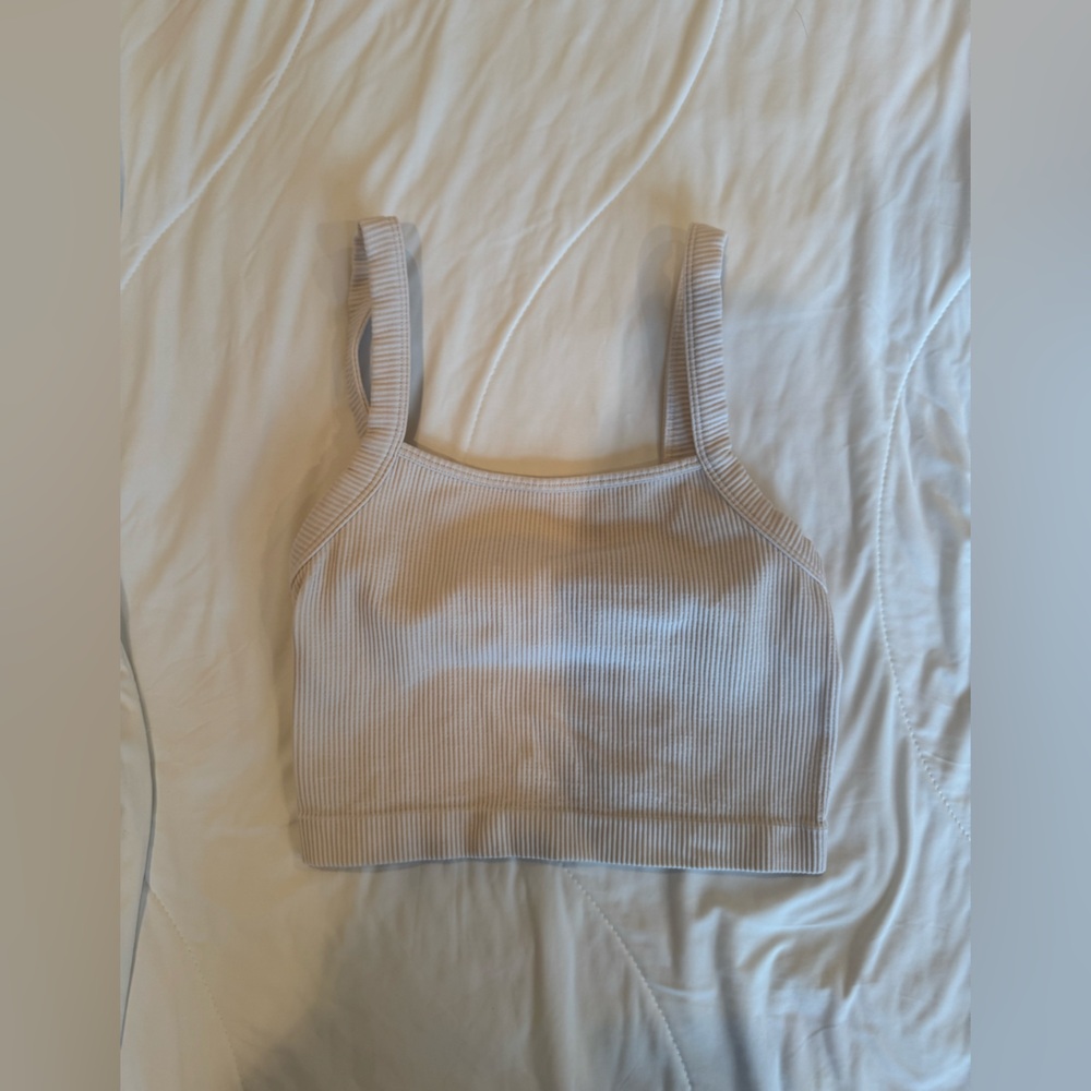 Ribbed Beige Crop Top
